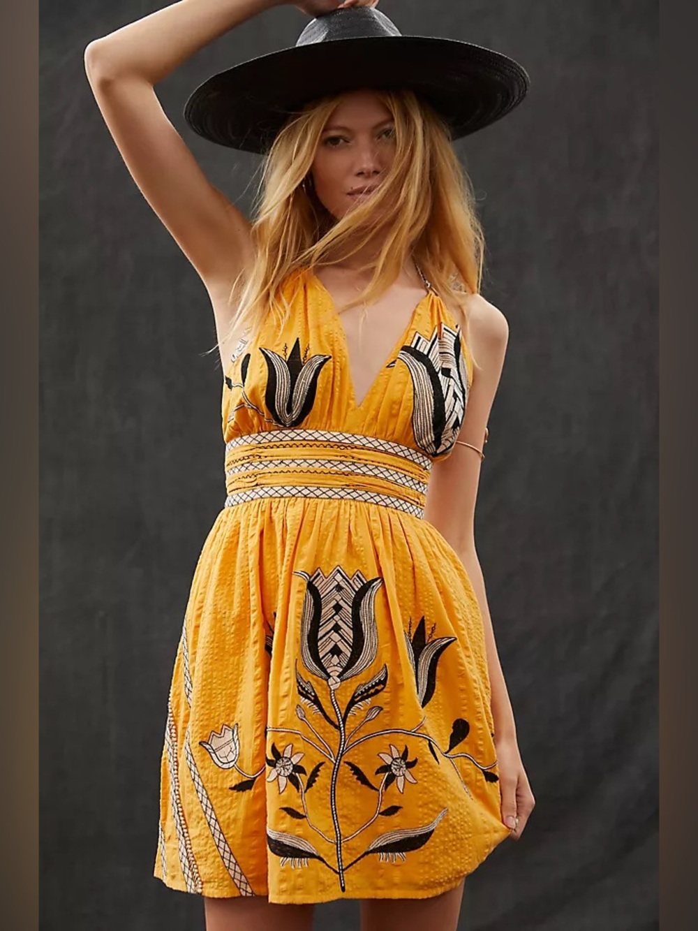 NWT Anthropologie Let Me Be Embroidered HalterMini Dress Size M